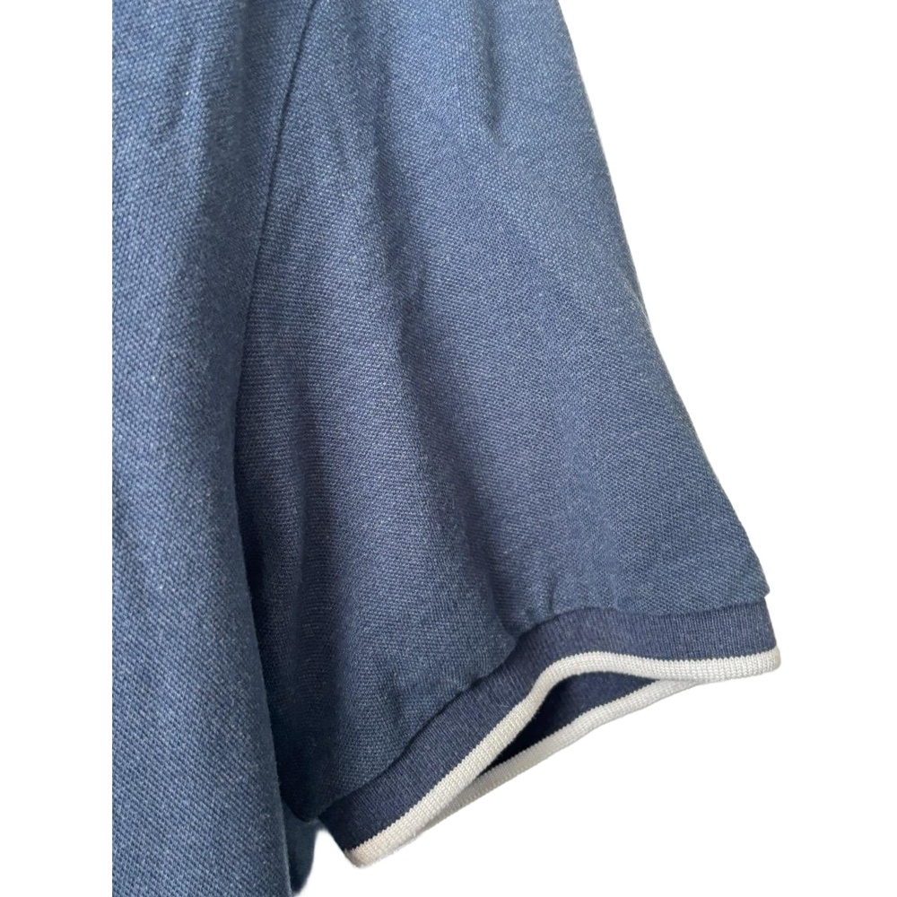 Land Rover Polo Shirt Mens Size Short Sleeve Blue Ribbed Collar Cuffs Sporty